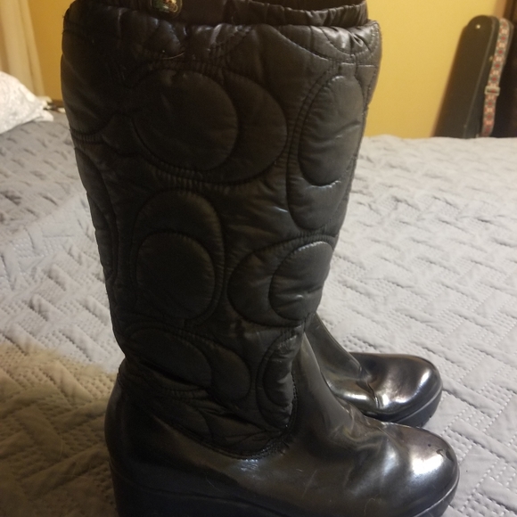 Coach Cantina Black Winter Boots Patent Leather - Picture 6 of 12
